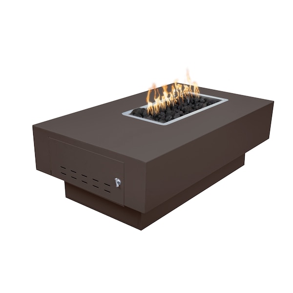 The Outdoor Plus 96 Rectangular San Juan Fire Pit, Powder Coated Metal, Java, Play Electronic Ignition, Liquid Propane OPT-SANJPC96EKIT-JAV-LP - main